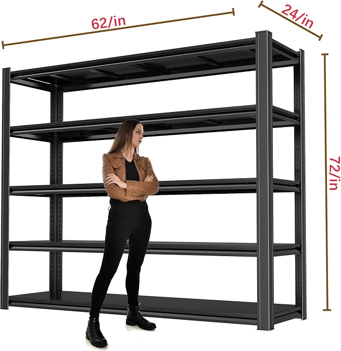 72"H Garage Shelving Heavy Duty Storage Shelves 5000 LBS Adjustable Metal - Image 3