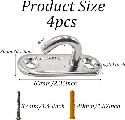 4Pcs M6 304 Stainless Steel Ceiling Hooks, Heavy Duty Pad Eye Plate - Image 2