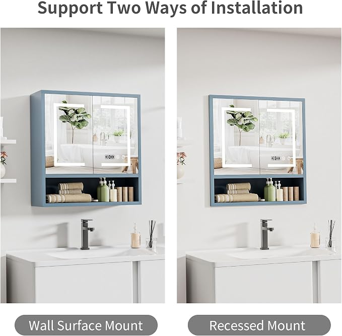 Bathroom Medicine Cabinet with Mirror, Lighted Wall Storage Cabinet, Living Room - Image 7
