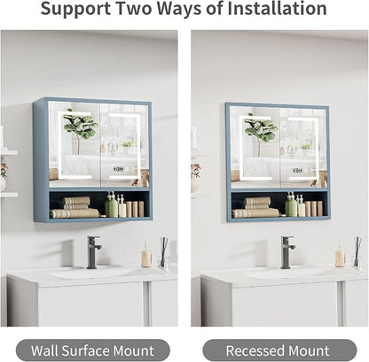 Bathroom Medicine Cabinet with Mirror, Lighted Wall Storage Cabinet, Living Room - Image 7