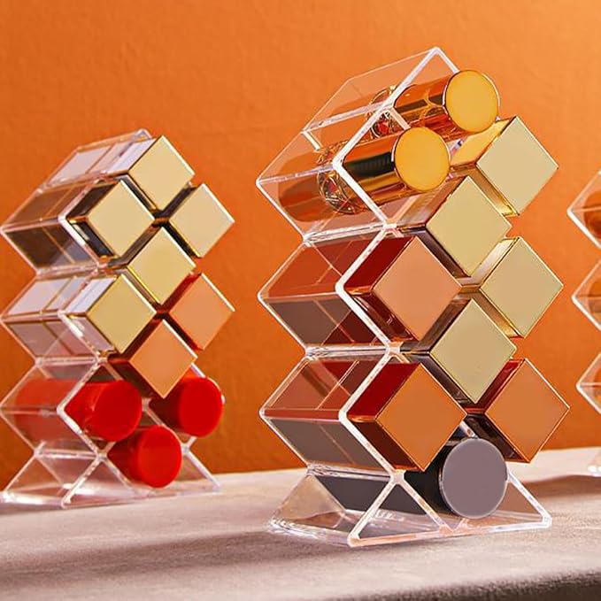Unomor 2Pcs Clear Acrylic Lipstick Holder Desktop Makeup Organizer - Image 2