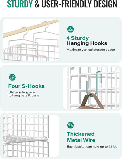 Hanging Closet Organizer, 4 Tier Metal Closet Organizers and Storage - Image 4