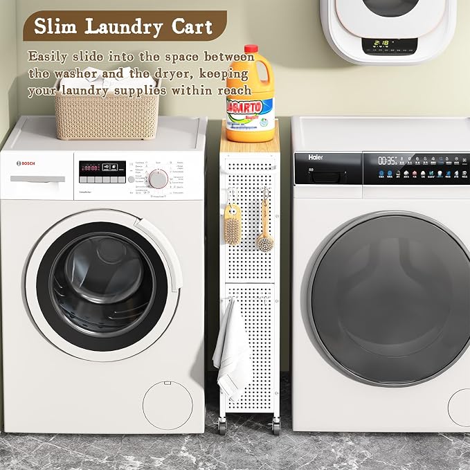Utility Slim Storage Cart 4 Tier Small Rolling Kitchen Laundry Room - Image 3