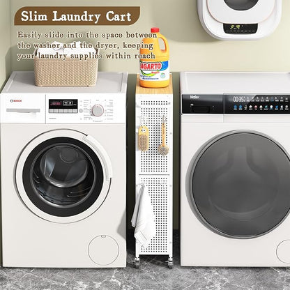 Utility Slim Storage Cart 4 Tier Small Rolling Kitchen Laundry Room - Image 3