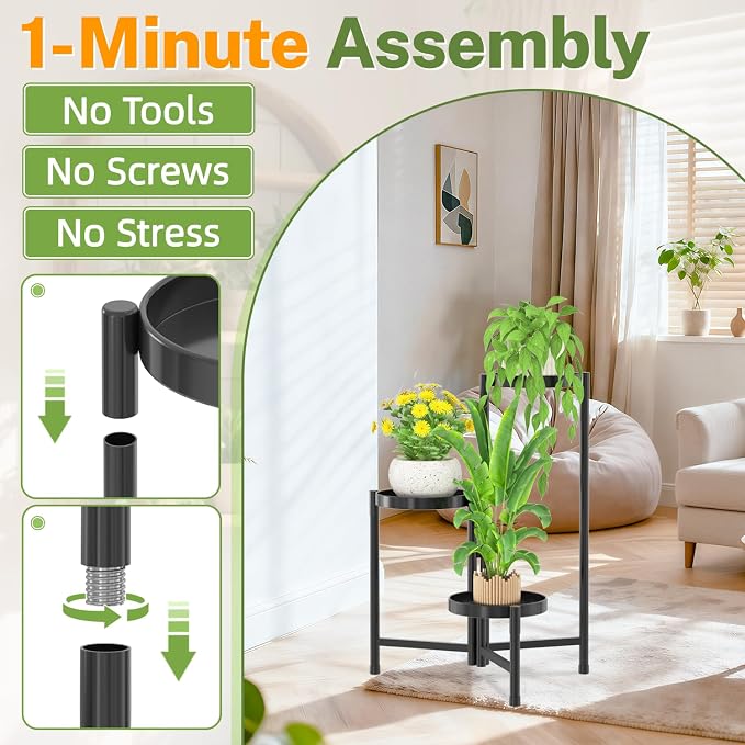 iDavosic.ly Plant Stand Indoor Outdoor, 3 Tier Corner Metal Flower Display - Image 2