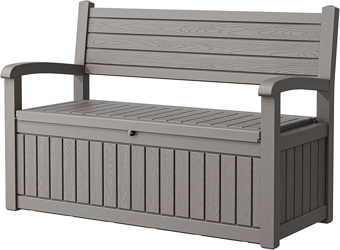 80-Gallon Lockable Outdoor Storage Bench, Waterproof Outdoor Deck Storage Boxes by Unknown