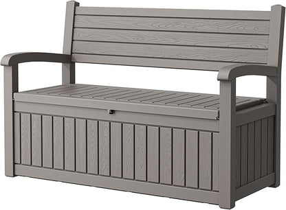 80-Gallon Lockable Outdoor Storage Bench, Waterproof Outdoor Deck Storage Boxes by Unknown