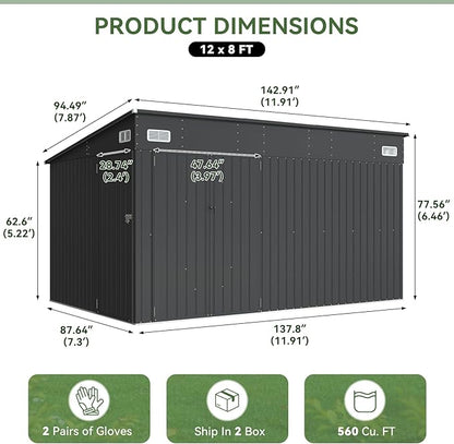 Aoxun 12'x7.3' Outdoor Storage Shed - Image 2