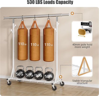 Heavy Duty Clothes Rack, 530 lbs Load Capacity Metal Garment Rack on Wheels - Image 2