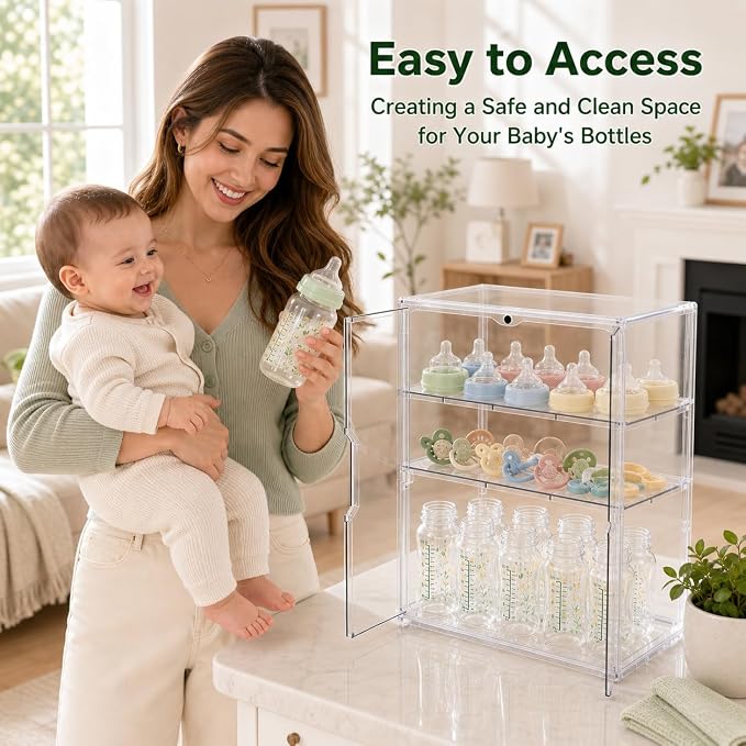 Baby Bottle Storage Organizer, X-Large 3 Tier Acrylic Bottle Storage Organizer - Image 9