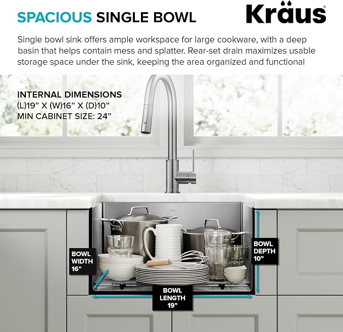 Kraus KHU101-21 Standart PRO 16 Gauge Undermount Single Bowl Set, 21 Inch - Image 7