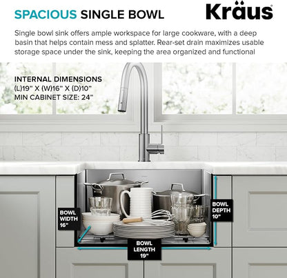 Kraus KHU101-21 Standart PRO 16 Gauge Undermount Single Bowl Set, 21 Inch - Image 7