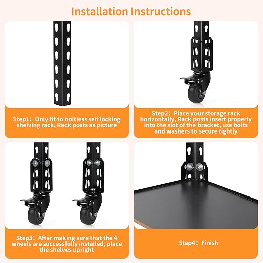 3" Storage Rack Caster Wheels, Storage Shelf Accessories Fit to Boltless Self - Image 5
