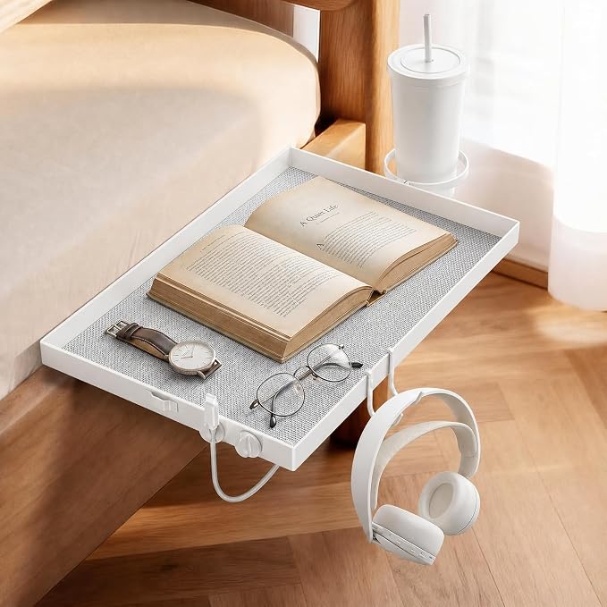 Bedside Shelf Metal, Metal Clip on Bedside Table Shelf by Unknown