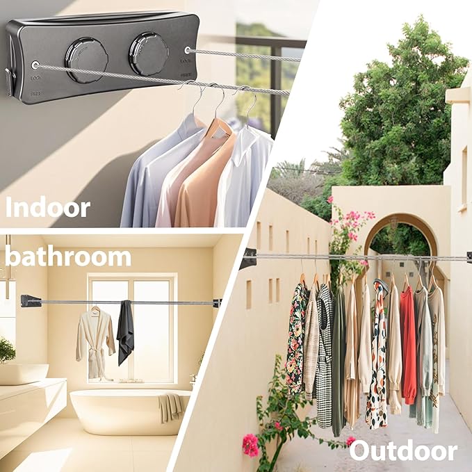 Retractable Clothesline Indoor & Outdoor, 16.7 Ft Clothes Line Outdoors - Image 7
