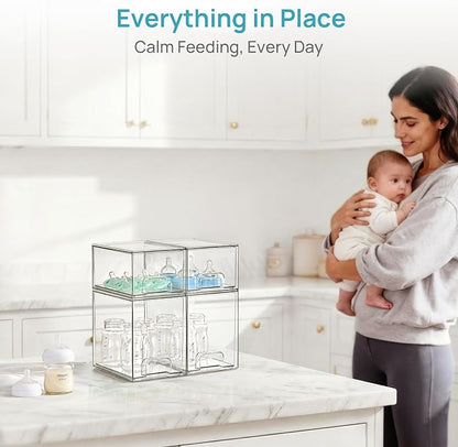 Vtopmart 4 Pack Baby Bottle Organizer Set, Stackable Storage Drawers Ideal - Image 5