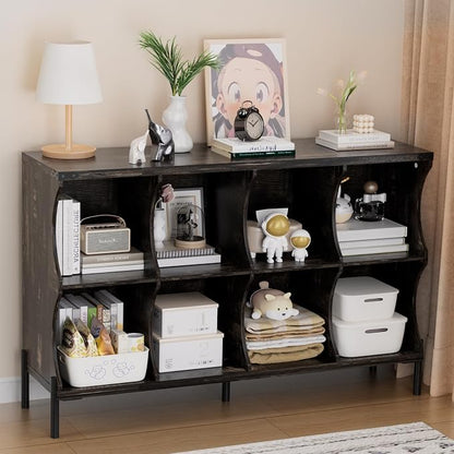 8 Cube Storage Shelf Organizer, Low Book Shelf Bookcase Entryway Table by QieerHior