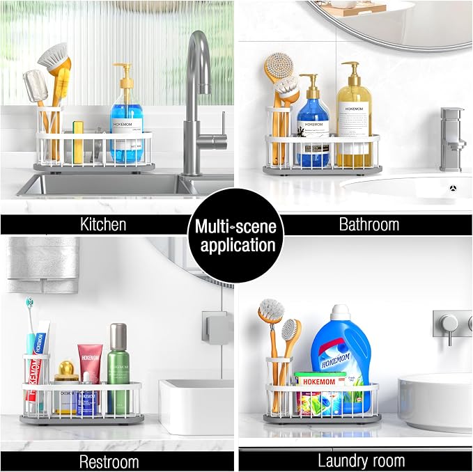 Kitchen Sink Organizer with Sponge Holder & Brush Holder - Image 6