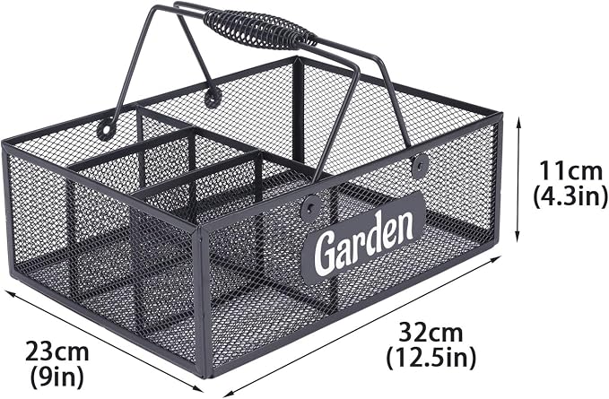 Garden Tool Storage, 4 Compartments Metal Mesh Garden Caddy, Portable Garden - Image 3
