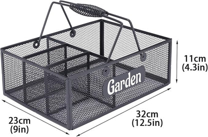 Garden Tool Storage, 4 Compartments Metal Mesh Garden Caddy, Portable Garden - Image 3