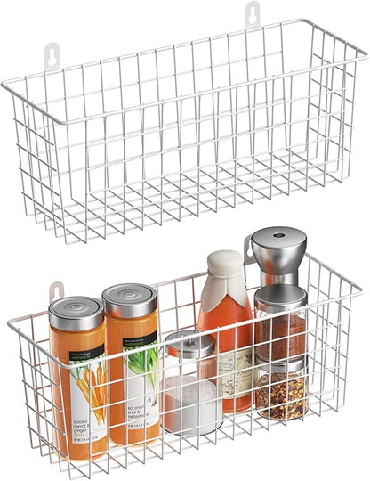 MaraFansie [Extra Large Wire Basket 2-Pack Hanging Wall Organizer Cabinet by MakeStorageMoreFun
