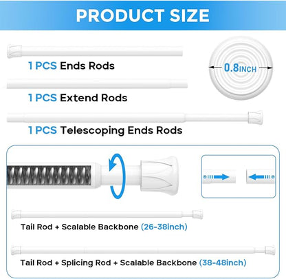 6 Pack Tension Rods for Windows 28 to 48 inch, Adjustable Curtain Rods No - Image 4