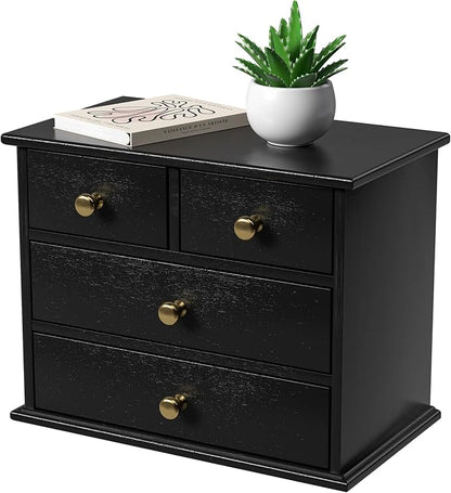 Oak Desk Organizer with Drawers, Durable Wooden Desktop Storage Box | 4 Drawer by JNFUZ