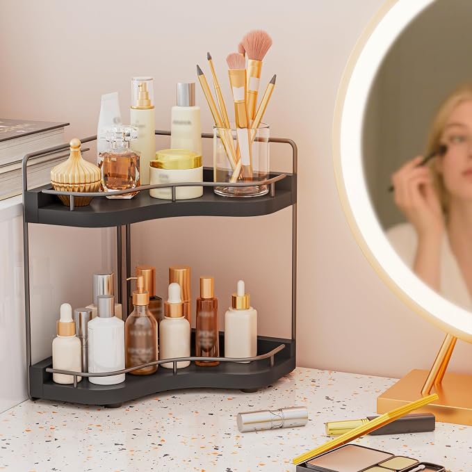 2-Tier Corner Bathroom Counter Organizer - Image 2