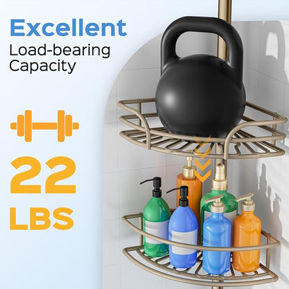 HAMITOR Shower Caddy Corner Tension Pole: 4-Tier Large Capacity Bathroom - Image 4