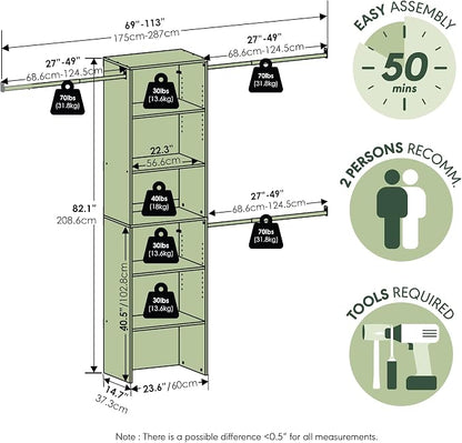 Furinno FANO Closet Organizers and Storage, 5-Tier Wide Closet Storage Organizer - Image 3