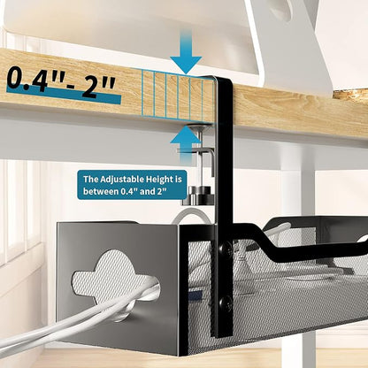 Litwaro Under Desk Cable Management Tray 2 Pack, No Drill, Organizer - Image 2