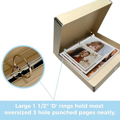 Lineco, Archival Tan 3-Ring Binder Album Box, 12.75x11.5x2 Inch | Acid-Free - Image 5