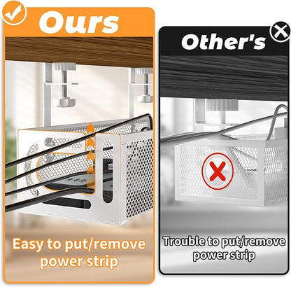 Under Desk Cable Management Tray, 15.7'' No Drill Steel Desk Cable Organizers - Image 2