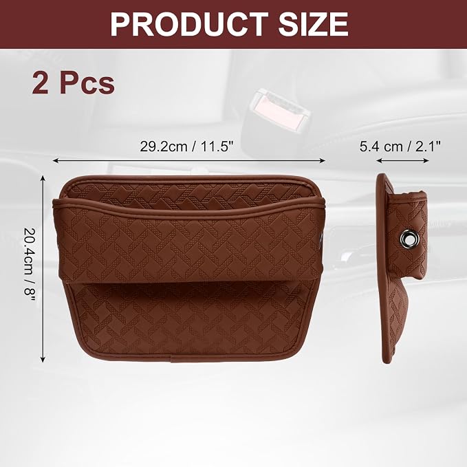HARFINGTON 2pcs Car Seat Gap Filler Organizer 11.5 x 8 x 2.1 Inch Leather - Image 2