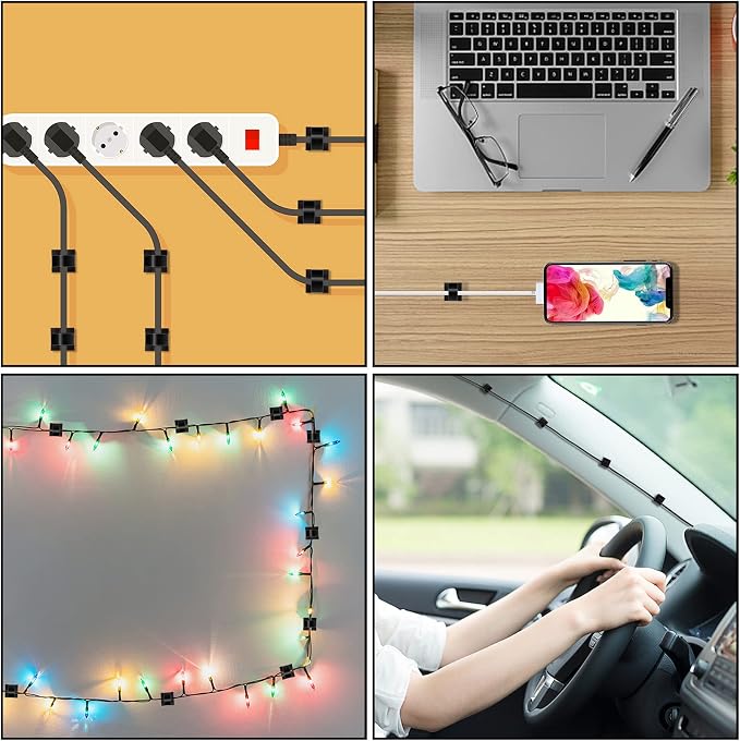100 Pcs Cable Clips, Adhesive Cable Organizer Cord Holder Wire Clip Wire - Image 6