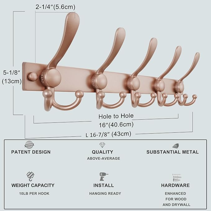 Dseap Coat Rack Wall Mount 2.0 Pro: Heavy Duty 300% Thicker, Stainless Steel - Image 3