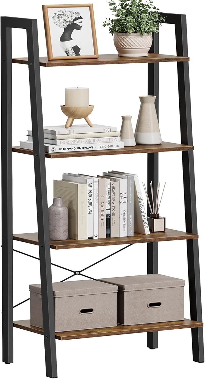 VASAGLE Ladder Shelf, 4-Tier Bookshelf, Storage Rack, Bookcase by VASAGLEbySONGMICSHOME