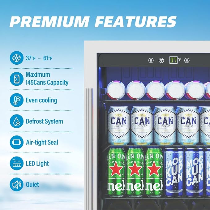 Compact Beverage Refrigerator Cooler, 145 Can/4.5 Cubic Feet Mini Fridge - Image 3