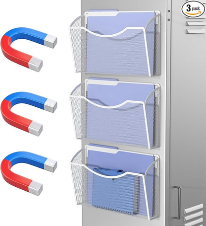 MINDEPOT Magnetic Wall File Organizer, Hanging File Holder, 3 Pack, Powerful by MINDEPOT