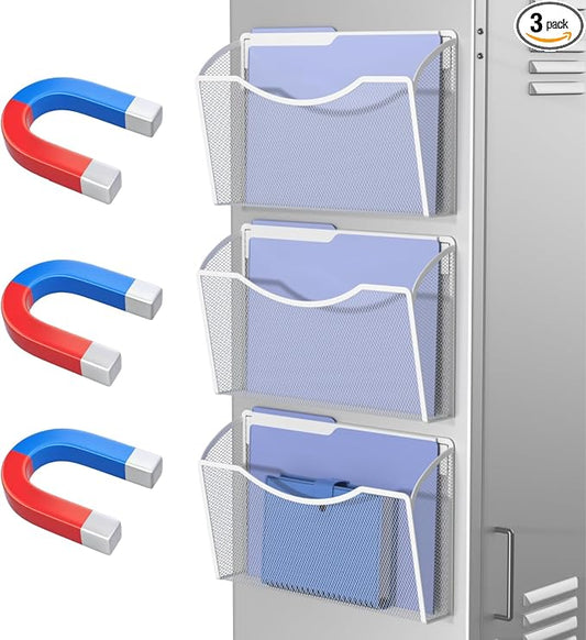 MINDEPOT Magnetic Wall File Organizer, Hanging File Holder, 3 Pack, Powerful by MINDEPOT