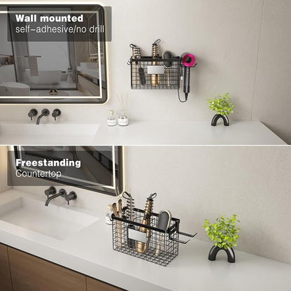 Voldra Hair Dryer Holder Cabinet Door, Adhesive Hair Tool Organizer Wall Mount - Image 7