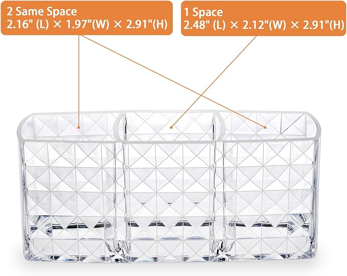 MOSIKER Makeup Brush Holder for Vanity, Acrylic Clear Small Compact Nail Hair - Image 3