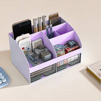 COMFYROOM Desk Organizer with 6 Compartments and 2 Drawers, Plastic Makeup - Image 2