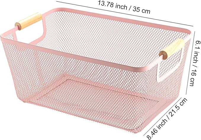 AJIODA Metal Mesh Steel Basket, Large Wire Storage Organizer Basket - Image 2