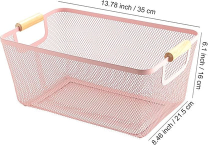 AJIODA Metal Mesh Steel Basket, Large Wire Storage Organizer Basket - Image 2