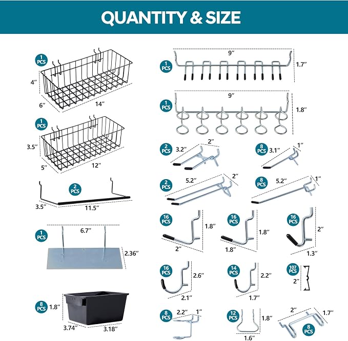 246PCS Pegboard Accessories Organizer Kit, Includes Pegboard Hooks, Paper Towel - Image 3