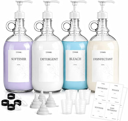 4 Pcs Glass Liquid Laundry Detergent Dispenser, Half Gallon Laundry Soap by TTDMKprovidesyouwithqualit
