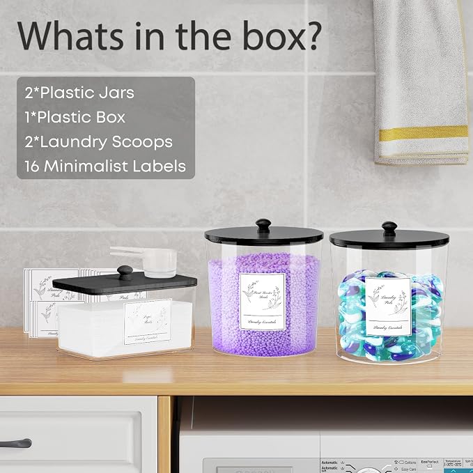 3 Pack Laundry Powder Container & Dryer Sheet Holder, Plastic Laundry Room - Image 7
