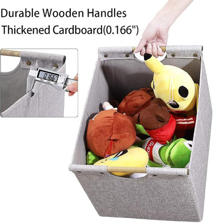 HOONEX Large Foldable Storage Bins, Linen Fabric, 2 Pack, - Image 2