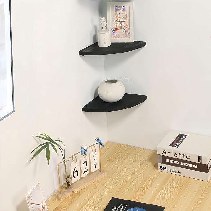 JORIKCHUO 10 inch Corner Shelf, Round End Wall Mounted Floating Shelf - Image 2